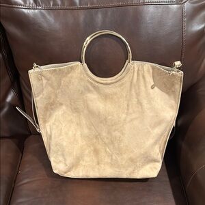 EUC Banana Republic Elegant Tan Suede Tote Bag with Gold Accents